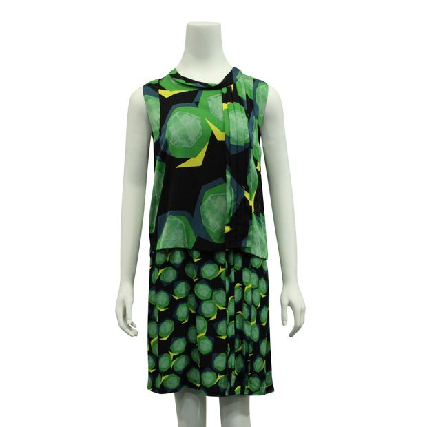 DIANE VON FURSTENBERG Sleeveless Green Pattern Dress