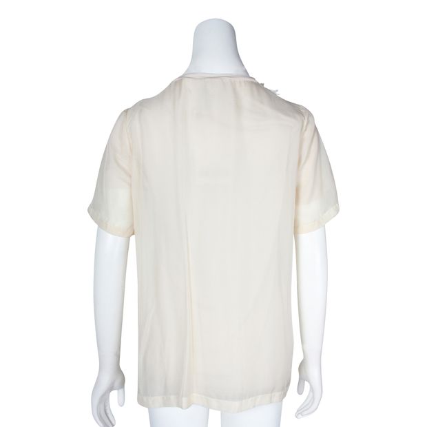 LANVIN Ivory Silk Top with Crystal Embellishments at Front