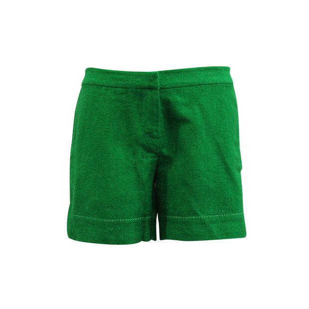SHANGHAI TANG Green Shorts with White Stitching