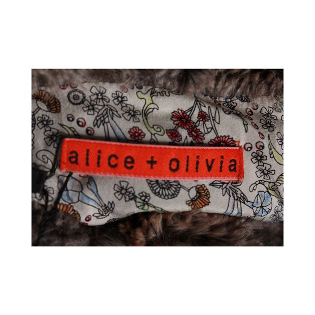 ALICE + OLIVIA Brown & Beige Annistyn Faux-Fur Long Vest