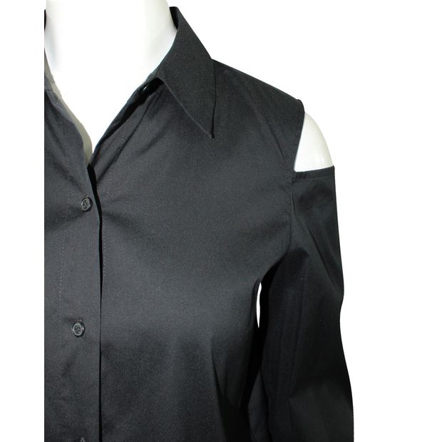 DONNA KARAN Black Shirt with Shoulders' Cutouts