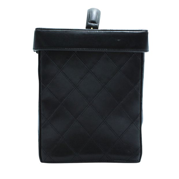 Black Vintage Vanity Shoulder Bag with Golden Hardware