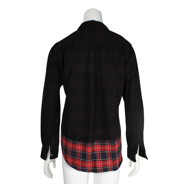 Comme Des Garcons Black Shirt With Checked Bottom