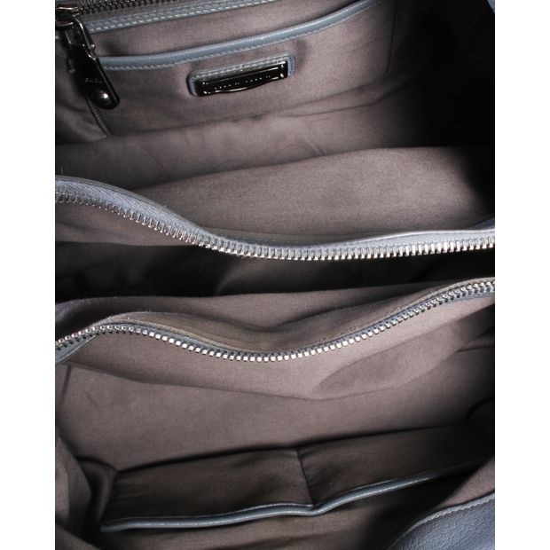 MIU MIU Blue Grey Leather Tote Bag