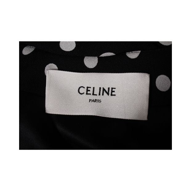 Celine Polka Dot Printed Midi Dress in Black Viscose