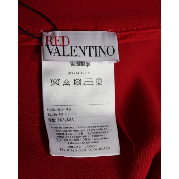 RED VALENTINO Red Skirt with Scallop Edge Detail