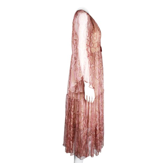 Zimmermann Pink Paisley Silk Tiered Dress