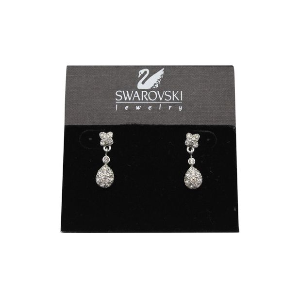 Swarovski Crystal Drop Earrings in Silver Metal