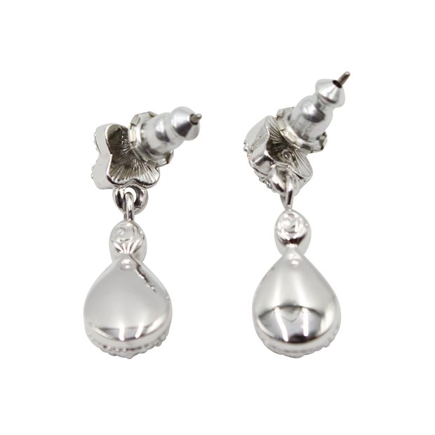 Swarovski Crystal Drop Earrings in Silver Metal