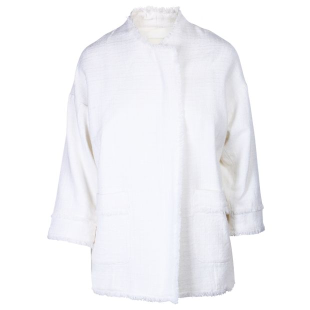CONTEMPORARY DESIGNER White Wool Zip Blazer