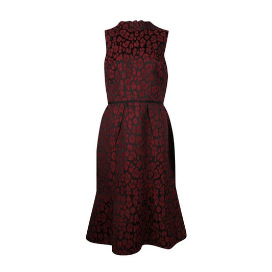 Black & Burgundy High Neck Sleeveless Dress