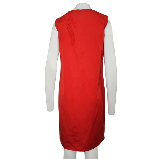 DRIES VAN NOTEN Red Dress with Ruffles at Front