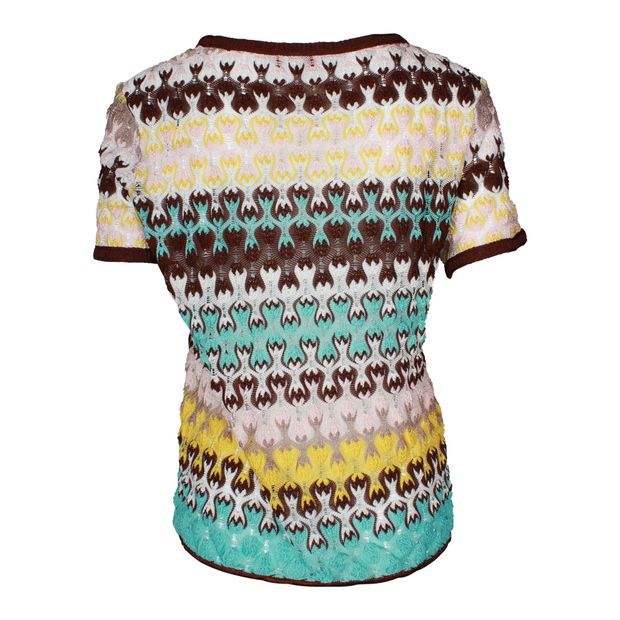 Missoni Knitted Short Sleeve Top in Multicolor Viscose