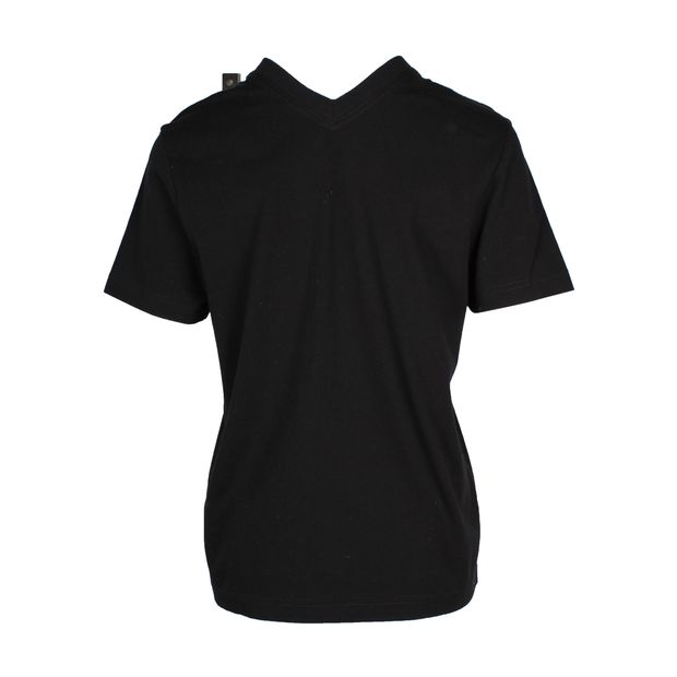 Bottega Veneta Short Sleeve V-Neck T-Shirt in Black Cotton