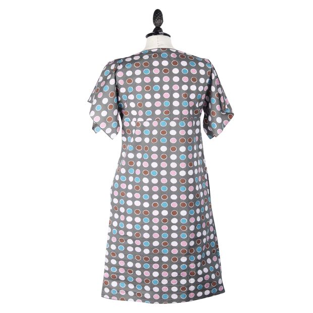 MARNI Light Grey Dress With Multicoloured Polka Dots