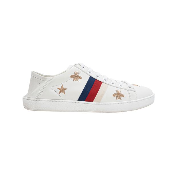 Gucci Embroidered Stars And Bees Ace Sneakers