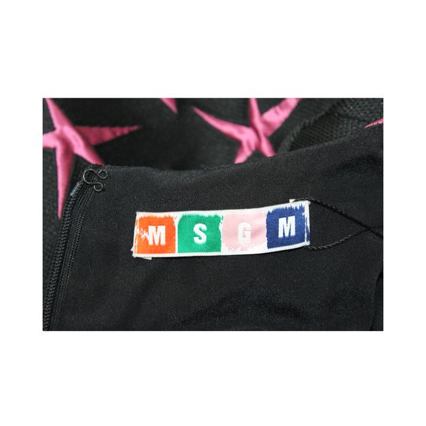 Msgm Black & Pink Star Mini Dress