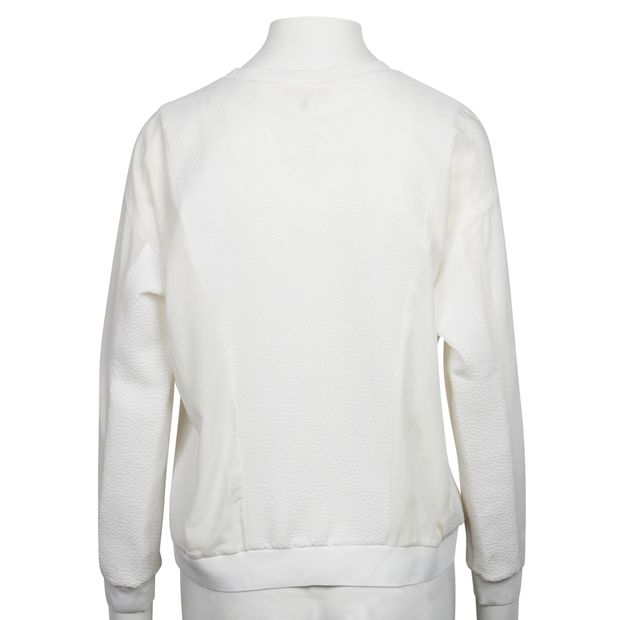 CONTEMPORARY DESIGNER White Crepe Top with Silk Long Sleeve