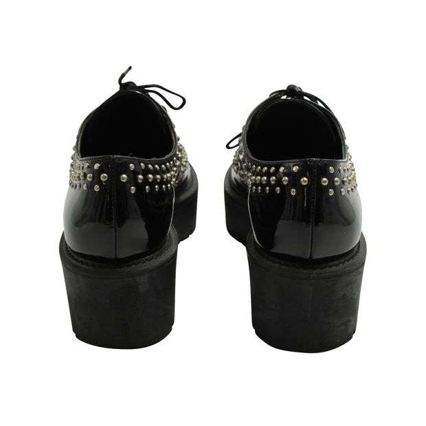STUART WEITZMAN Black Patent Leathe Platform Lace Shoes