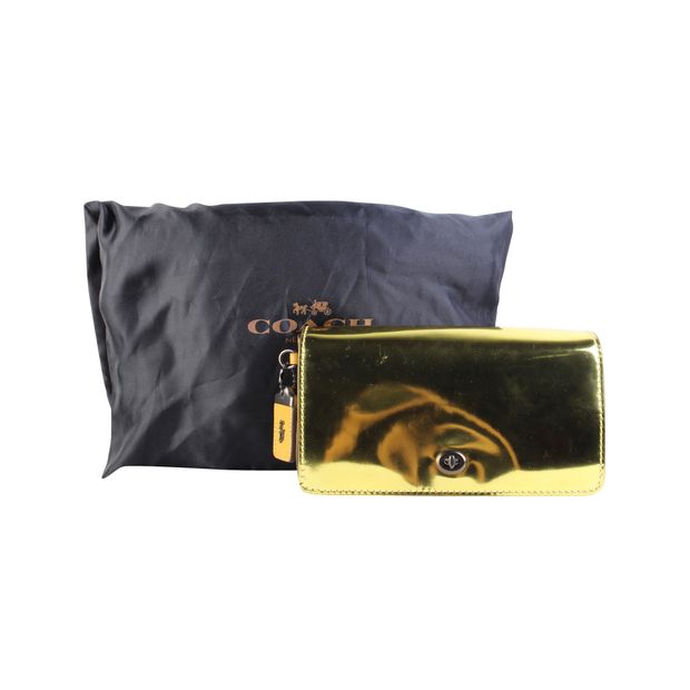 COACH Gold Mirror Effect Clutch Bag
