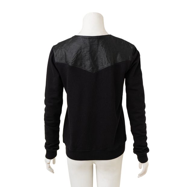 Saint Laurent Leather Lace Up Panel Sweatshirt