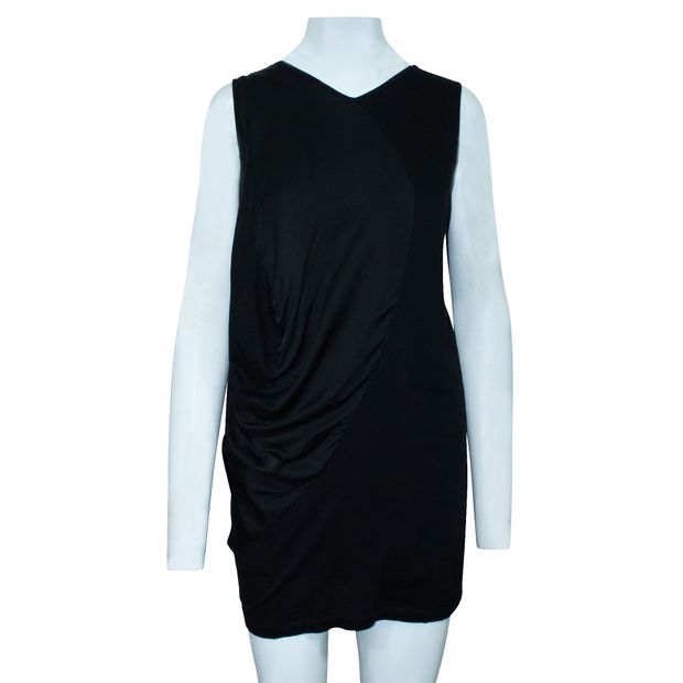 Contemporary Designer Black Draped Mini Dress