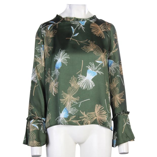 A.BROWNS & CO Floral Satin Flare Sleeves Blouse