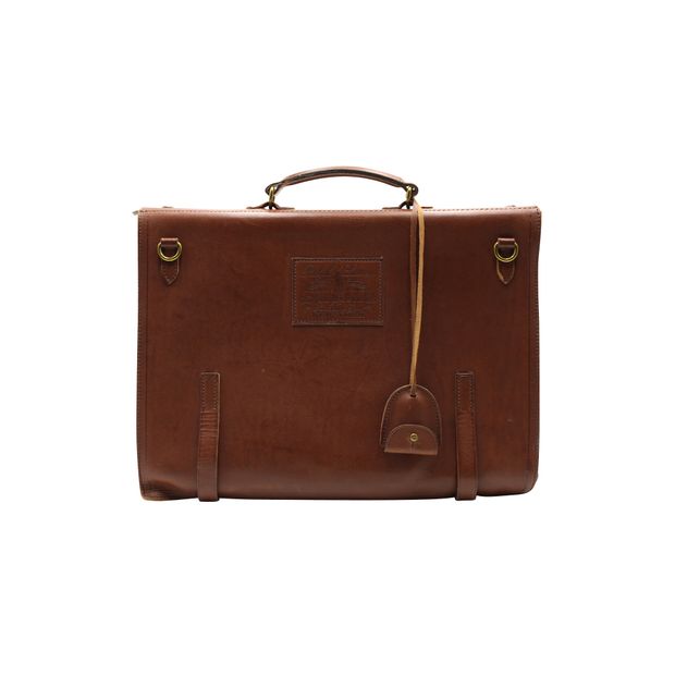 Contemporary Designer Brown Vintage Leather Briefcase