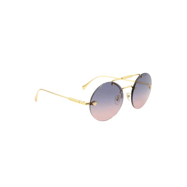 Versace Gold Frame Round Rose Tint Sunglasses