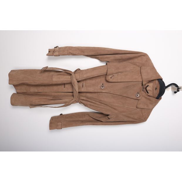 Hugo Boss Brown Goat Leather Trench Coat
