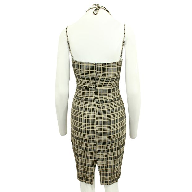 REFORMATION Brown Checked Dress with Front Tie
