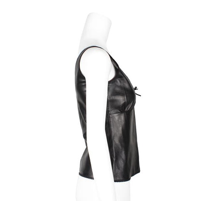 Prada Black Nappa Leather Sleeveless Top