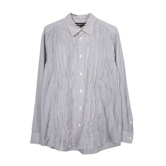 Striped Cotton Shirt with Front Pleats