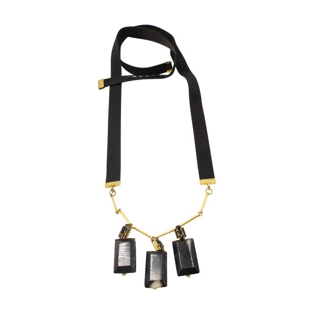 MARNI Black & Gold Resin & Crystal Necklace