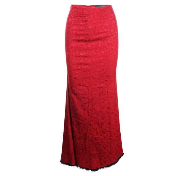 CONTEMPORARY DESIGNER Burgundy Long Silk Skirt