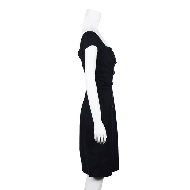 Diane Von Furstenberg Marlize Navy Blue Wool Midi Dress