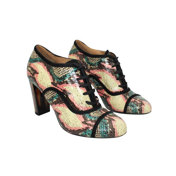 Dries Van Noten Colorful Snakeskin Lace-Up Boots