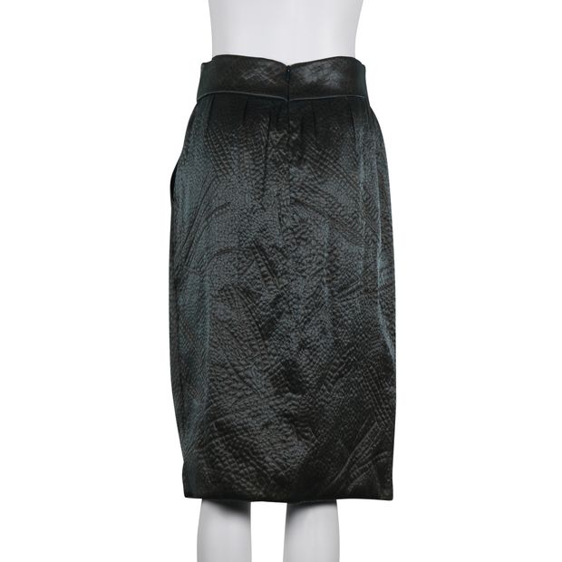 Giorgio Armani Teal & Olive Green Metallic Print Skirt