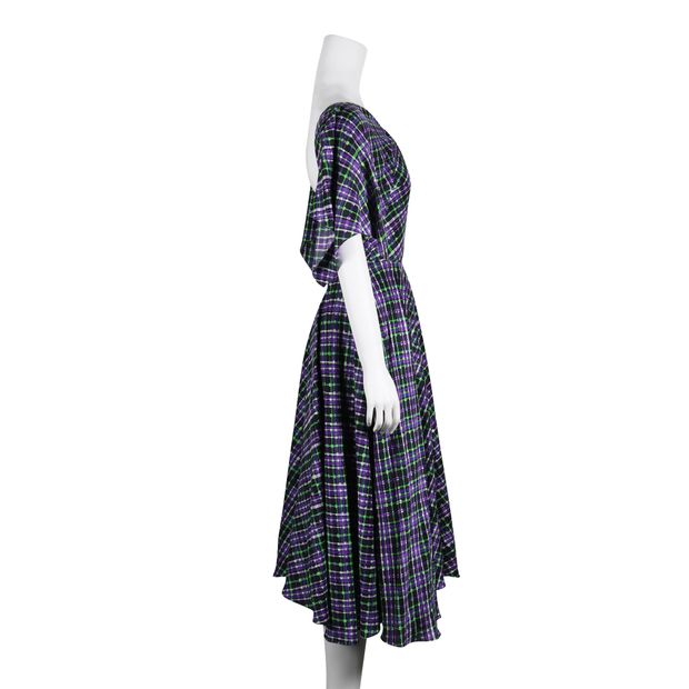 Roksanda Ilincic Purple & Green Handkerchief Sleeve Dress
