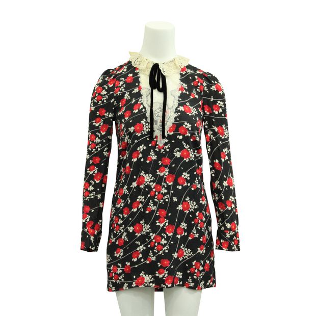 Contemporary Designer Floral Lace Collar Dress