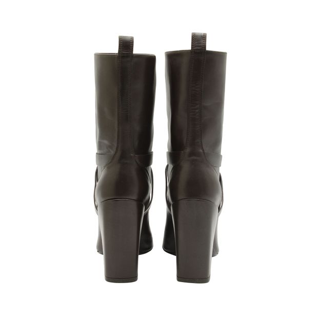 Saint Laurent New Chyc Ankle Boots in Brown Leather