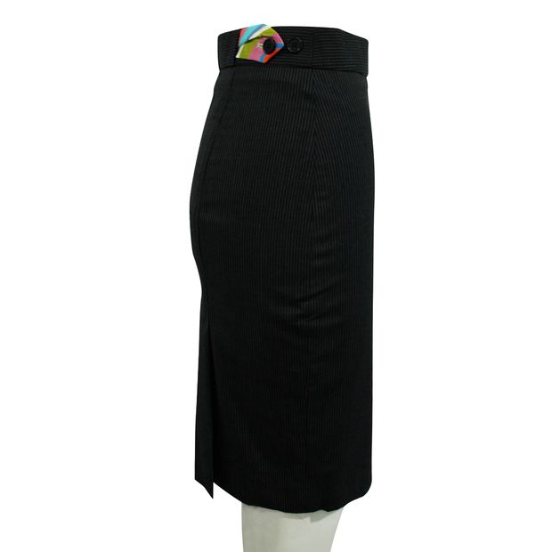CONTEMPORARY DESIGNER Black Striped Pencil Skirt