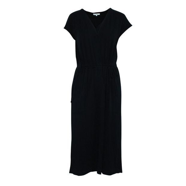 CONTEMPORARY DESIGNER Casual Black Dress with Elastic Waistband