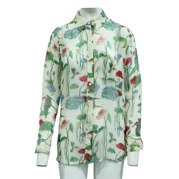 CONTEMPORARY DESIGNER Floral Print Silk Shirt