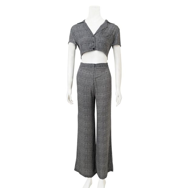Reformation Chequered Cropped Top And Pants Set