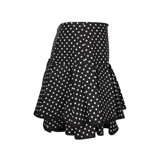 Valentino Garavani Tiered Polka-dot Mini Skirt in Black Wool