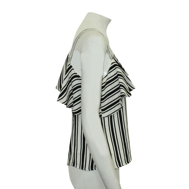 Contemporary Designer Black And Ehite Striped Top