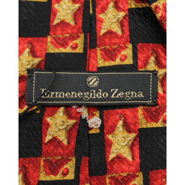 ERMENEGILDO ZEGNA Dark Red Printed Tie