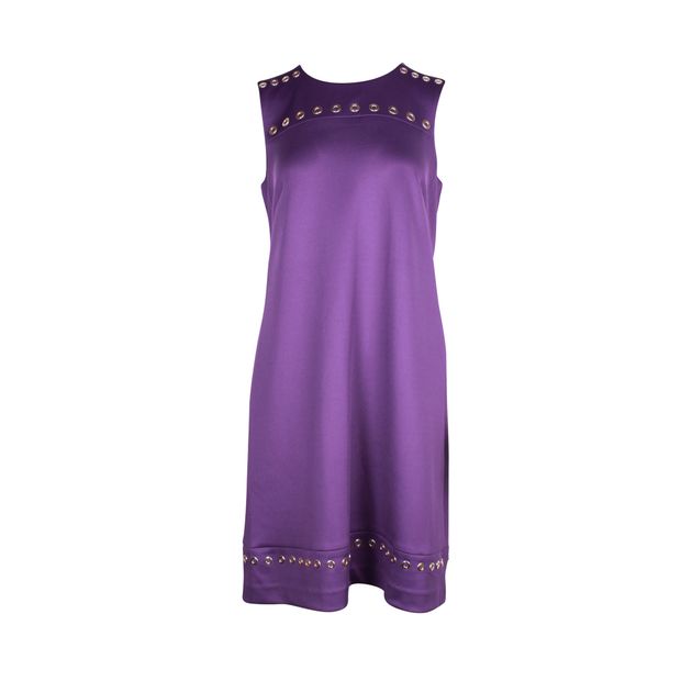 Contemporary Designer Royal Purple Dress With Silver Eyelets