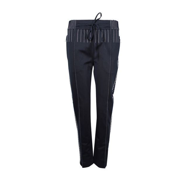 Valentino Navy Blue Pants With White Straps